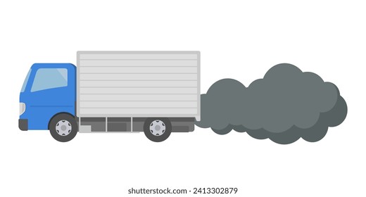 Ilustración del vector de gases de escape de emisión de camiones