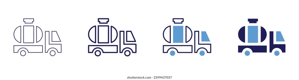 Truck engine performance icon in 4 different styles. Thin Line, Line, Bold Line, Duotone. Duotone style. Editable stroke.
