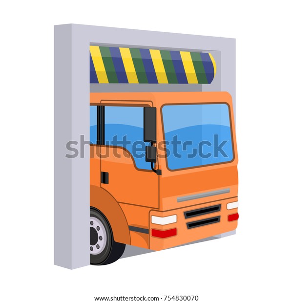 Truck entrance to the station single icon in cartoon\
style for design.Car maintenance station vector symbol stock\
illustration .