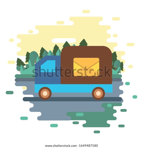 truck with envelope postal service vector\
illustration design