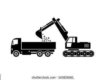 Truck And Excavator Icon