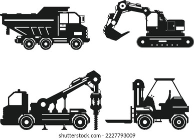 Lastwagenbagger einzeln auf Vektorgrafik Silhouette