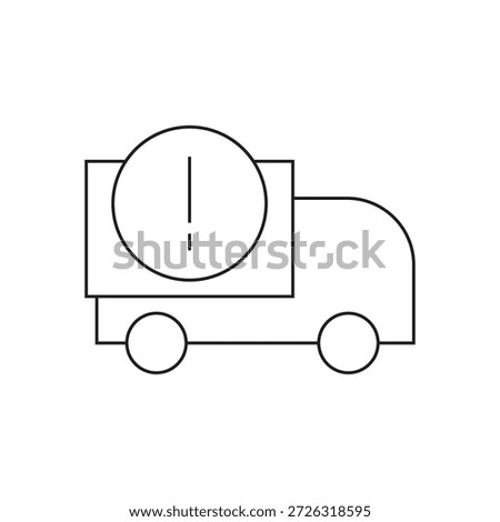Truck with exclamation mark for warning or important notice.
