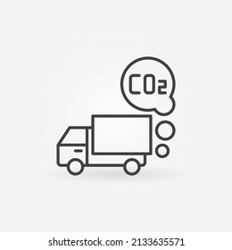Truck Exhaust with Carbon Dioxide CO2 outline vector concept icon or design element - Shutterstock ID 2133635571