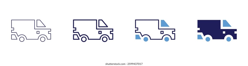 Truck exhaust repair icon in 4 different styles. Thin Line, Line, Bold Line, Duotone. Duotone style. Editable stroke.
