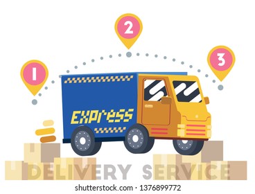 Vector de servicio de entrega urgente de camiones