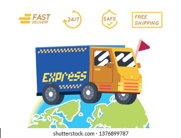 Truck express delivery service vector