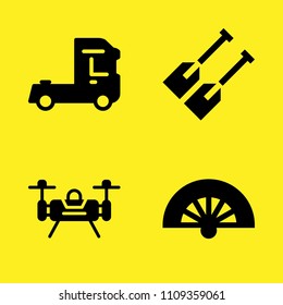 truck, fan, drone and oars vector icon set. Sample icons set for web and graphic design