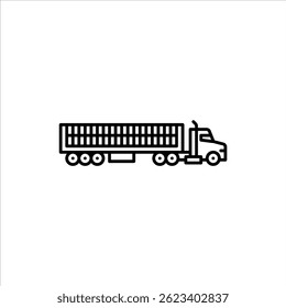 caminhão com cerca ícone de contorno reboque. cerca reboque ilustração linha preta.
