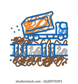truck fill up pipeline doodle icon sketch vector. truck fill up pipeline sign. isolated symbol illustration