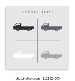Truck flat black and white vector icon. Transport illustration.