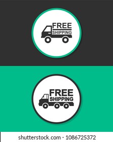 Truck flat design illustration. Simple vector icon. Free shipping sign.