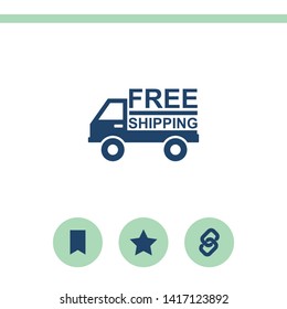 Truck flat design illustration. Simple vector icon. Free shipping sign.