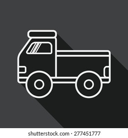 Truck flat icon with long shadow, line icon