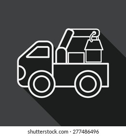 truck flat icon with long shadow, line icon