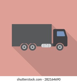 Truck flat icon with long shadow. Vector EPS10