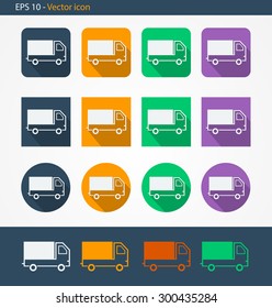 Truck flat icon set various design and color