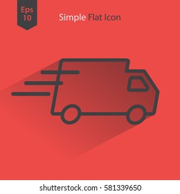 Truck Flat Icon. Simple Sign Of Transport. Vector Illustrated Symbol