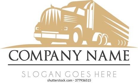 Truck flat modern vintage transportation logo vector