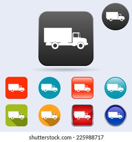 Truck flat vector icons collection
