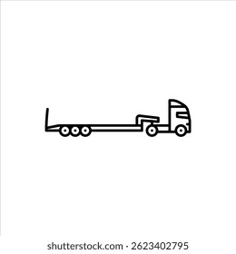 caminhão com ícone de contorno de reboque de mesa. ilustração de linha preta de caminhão de mesa.