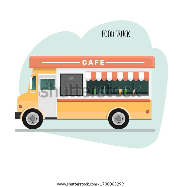 Truck food. Cafe on wheels. Modern flat
design. Vector
illustration