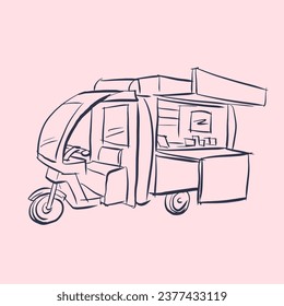 Truck food ide vector for illustration, decoration, background