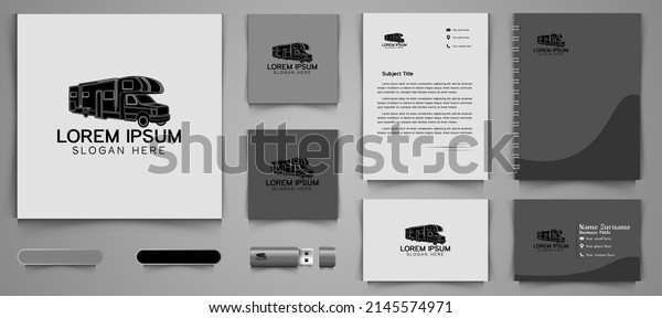 truck food logo business\
branding package template Designs Inspiration Isolated on White\
Background