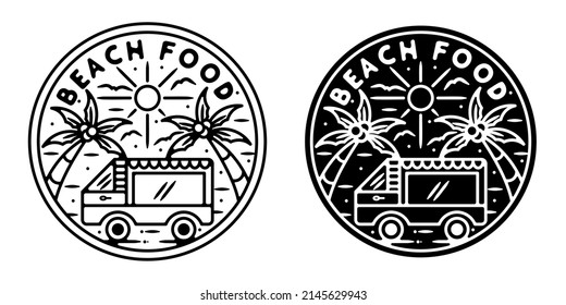 Truck Food Monoline Vintage Outdoor Badge Design	