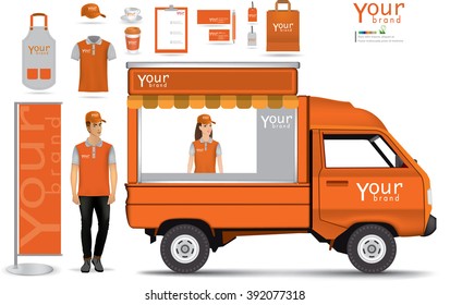 Truck Food Shop Uniform Event Template Bakery .vector
