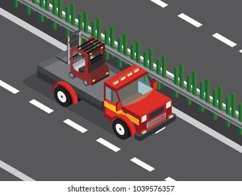 truck with forklift in the highway 