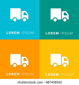 Truck Four Color Material Designed Icon / Logo