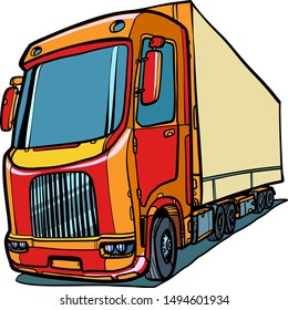 truck. freight traffic. Comic cartoon pop art retro vector illustration drawing