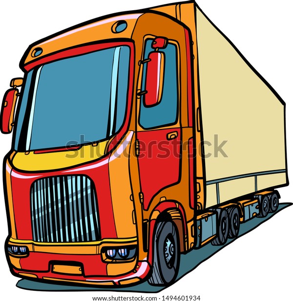 truck. freight traffic. Comic cartoon pop art\
retro vector illustration\
drawing