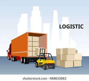 truck frklift transport box cargo warehouse logistic transportation container service delivery 