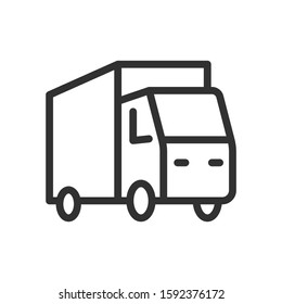 Truck, front side view, linear icon. Editable stroke