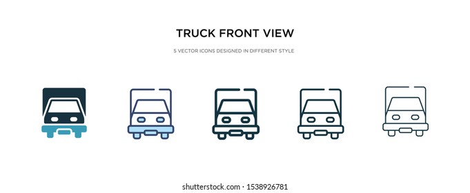 truck front view icon in different style vector illustration. two colored and black truck front view vector icons designed in filled, outline, line and stroke style can be used for web, mobile, ui