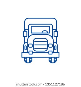 Truck front view line icon concept. Truck front view flat  vector symbol, sign, outline illustration.