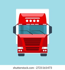 LKW-Frontansicht. Flache Vektorgrafik. LKW-Symbol