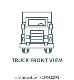 Truck front view vector line icon, linear concept, outline sign, symbol