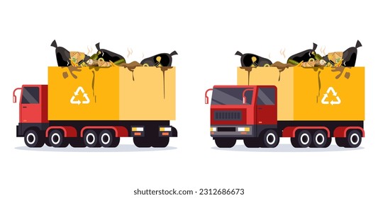 Truck garbage waste trash recycle concept. Vector design graphic illustration
