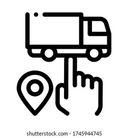truck geolocation selection icon vector. truck geolocation selection sign. isolated contour symbol illustration