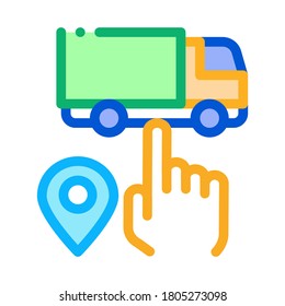 truck geolocation selection icon vector. truck geolocation selection sign. color symbol illustration