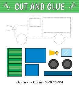 A truck of geometric shapes. Cut and glue. Children's game. Constructor, application.  Vector illustration