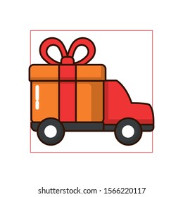 truck with gift box present vector illustration design