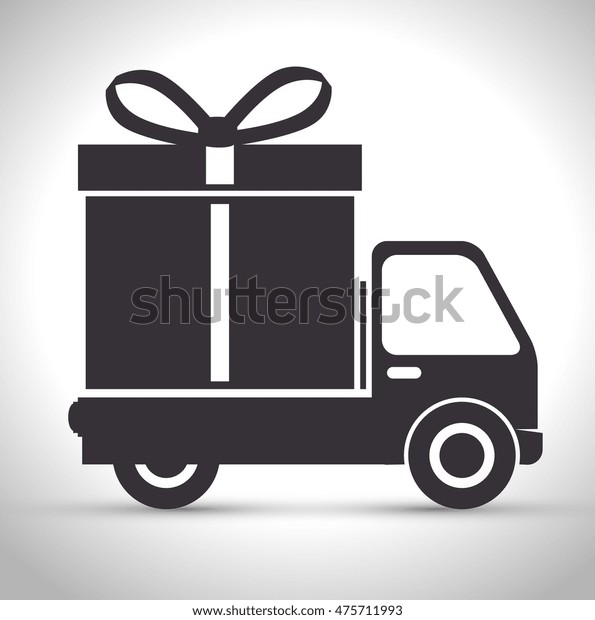 truck with\
gift  icon vector illustration\
design