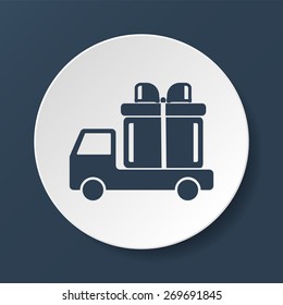 truck with a gift vector icon EPS