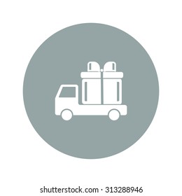 truck with a gift vector icon EPS