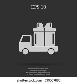 truck with a gift vector icon EPS