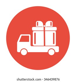 truck with a gift vector icon EPS